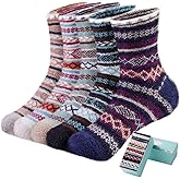 ICEIVY Socks Women, Soft Knit Wool Winter Thick Warm Cabin Fuzzy Crew Women Socks 5 Pack