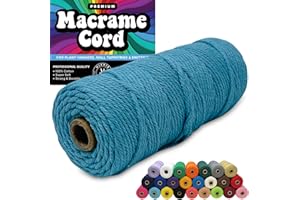 HIPPIE CRAFTER 3mm Macrame Cord 3mm Thick Cords for Macrame Yarn 100% Cotton Colored Macrame Rope Cord Natural Craft Cord String Yarn Supplies 325 Feet 3 mm Cotton Macrame Cord Thin Sky Blue Macrame Supplies