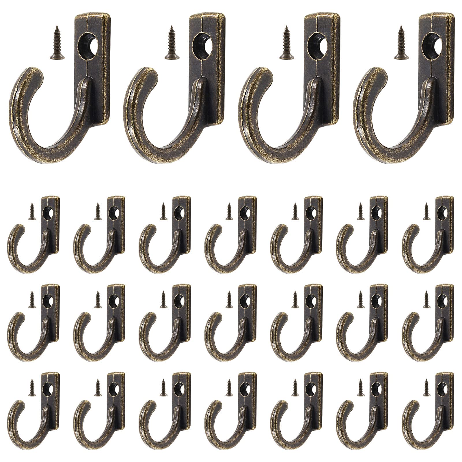 Photo 1 of Auvotuis 100Pcs Wall Mounted Single Hooks, Small Coat Hooks Hanger Farmhouse Retro Robe Hooks with Screws for Keys, Cups, Hats, Towel (Bronze)