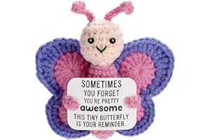 WEYON Emotional Support Butterfly Gift, Tiny Handmade Positive Crochet Animal for Women, Friend, Coworker, Bestie, Motivational Encouragement Present, Best for Birthday & Christmas