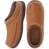 ATHMILE Mens House Shoes Fuzzy Warm Moccasin Memory Foam House Slippers for Men Cozy Winter Mens Slippers for Home Bedroom Indoor Outdoor
