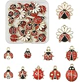 MakemadeDIY 24Pcs Assorted Ladybug Animal Enamel Pendants Charms Red Cute Ladybird Charms for Jewelry Bracelets Necklaces Earrings Keychain Making DIY Craft Gift