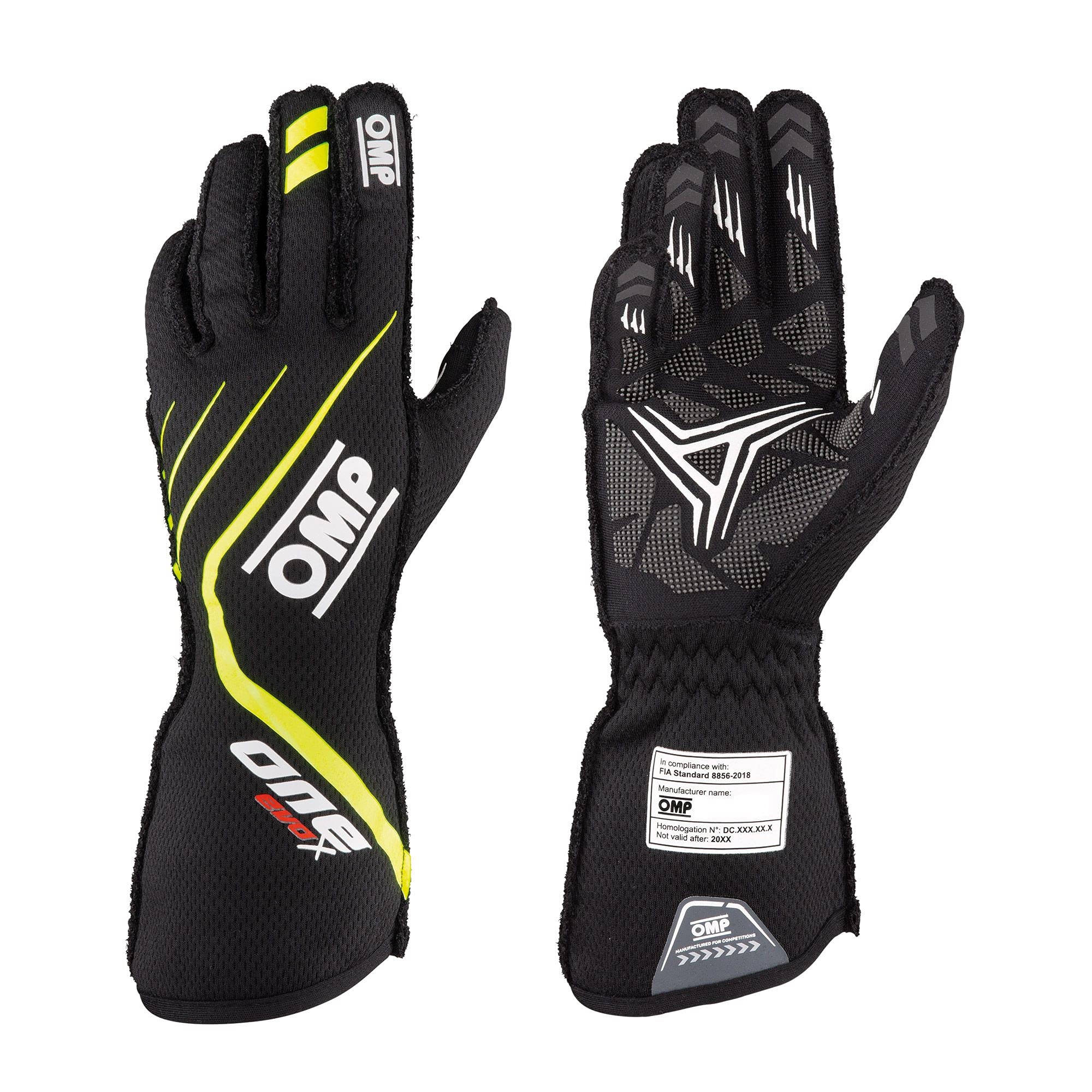 OMP One EVO X Gloves Black Flo Yellow X Small