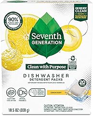 Seventh Generation Dishwasher Detergent Pods, Lemon Scent, Blasts Away Stuck-On Food, 20 Pods