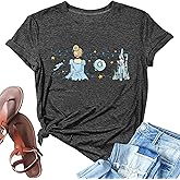 ALUS Magic Kingdom Castle Shirts for Women Short Sleeve Crewneck Funny Graphic Tee Tops