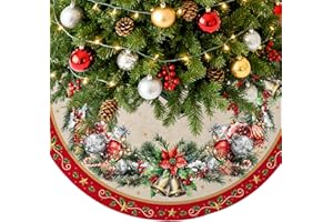 REETOOK Red Balls Christmas Tree Skirt, Christmas Tree Decoration Decor, Plush Tree Skirts for Farmhouse, Christmas Decorations Skirt for Tree, Holiday Home Party Decor, 36 inch