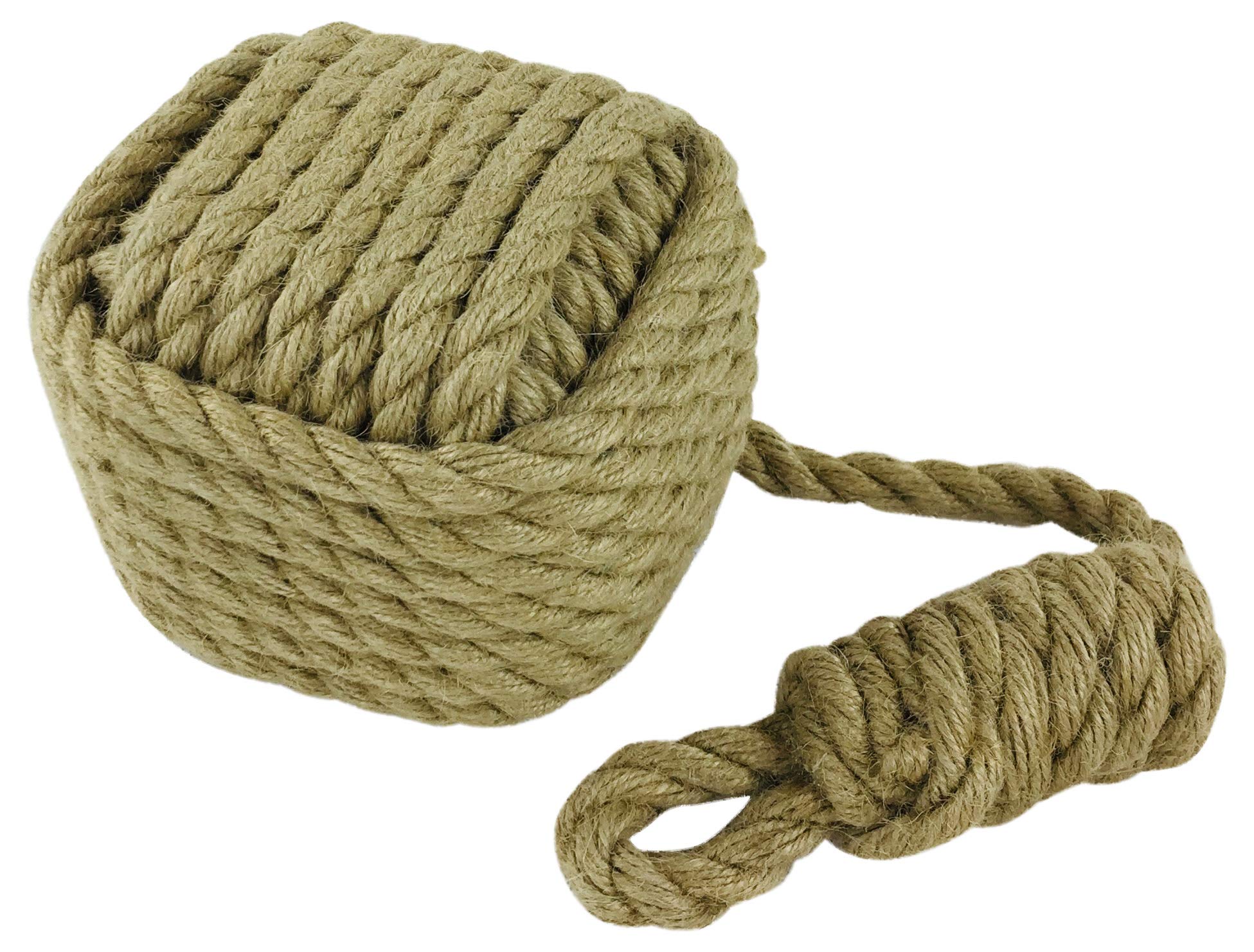 Large Heavy Rope Cube Ball Hessian Brown Square Knot Nautical Door Stop