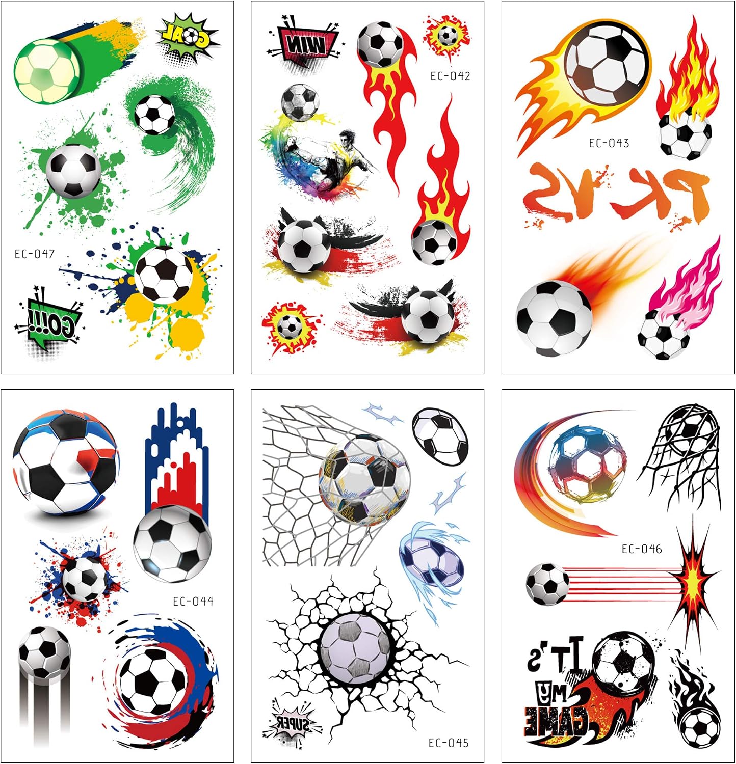 Konsait Football Tattoos Kids Children Temporary Transfer Tattoos Boys Birthday Party Bag & Stocking Fillers, 18 Sheets - Image 5