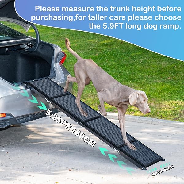 UROSS DOG RAMP FOR CAR 63″ LONG – COLLAPSIBLE PET RAMPS FOR LARGE DOGS SUV TRUCK FOLDING OUTDOOR DOG RAMP FOR PORCH STEPS