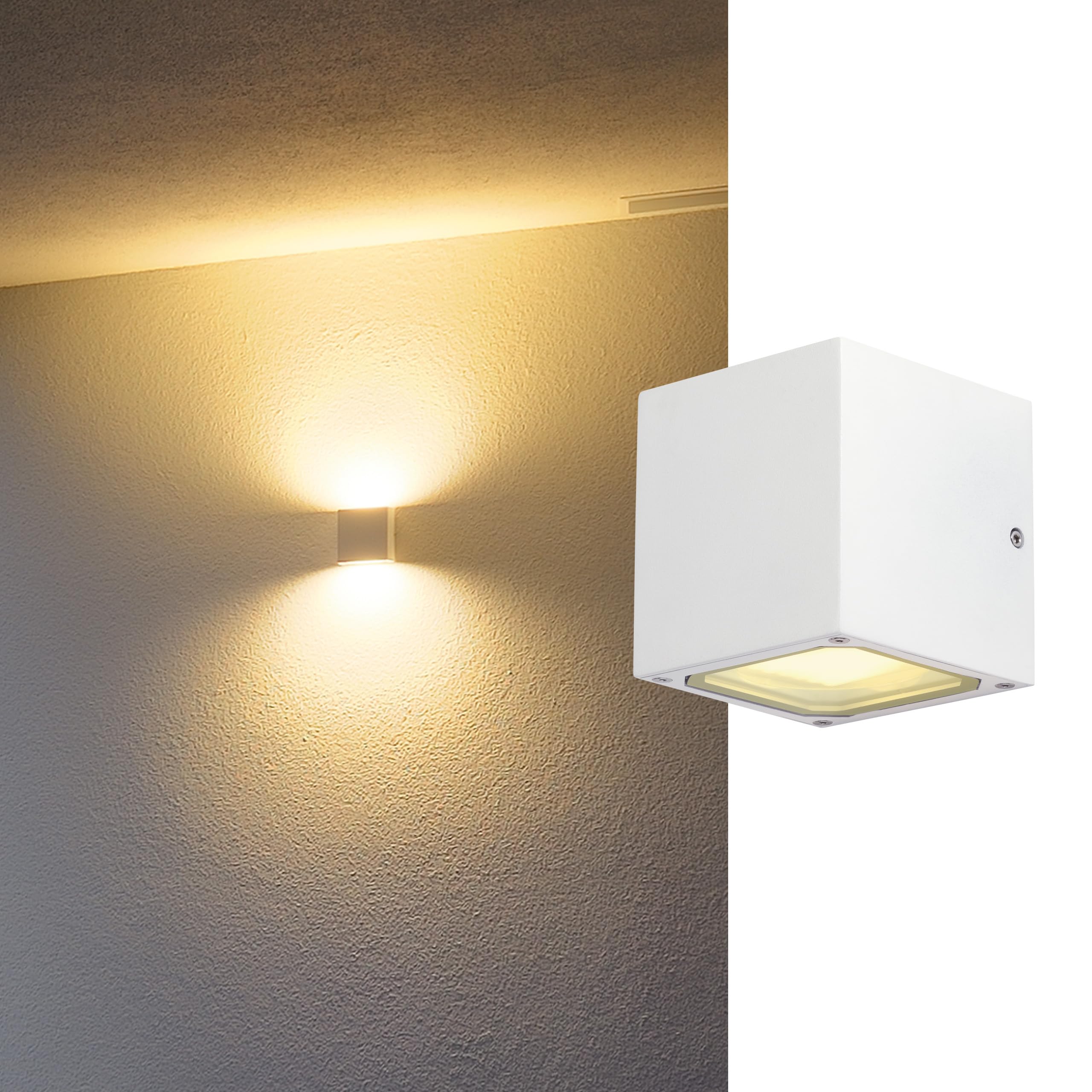 SLV SITRA CUBE wall-mounted light/lighting for walls, paths, entrances, LED spotlight outdoor, surface-mounted light outdoor, garden lamp / GX53 IP44 9W white