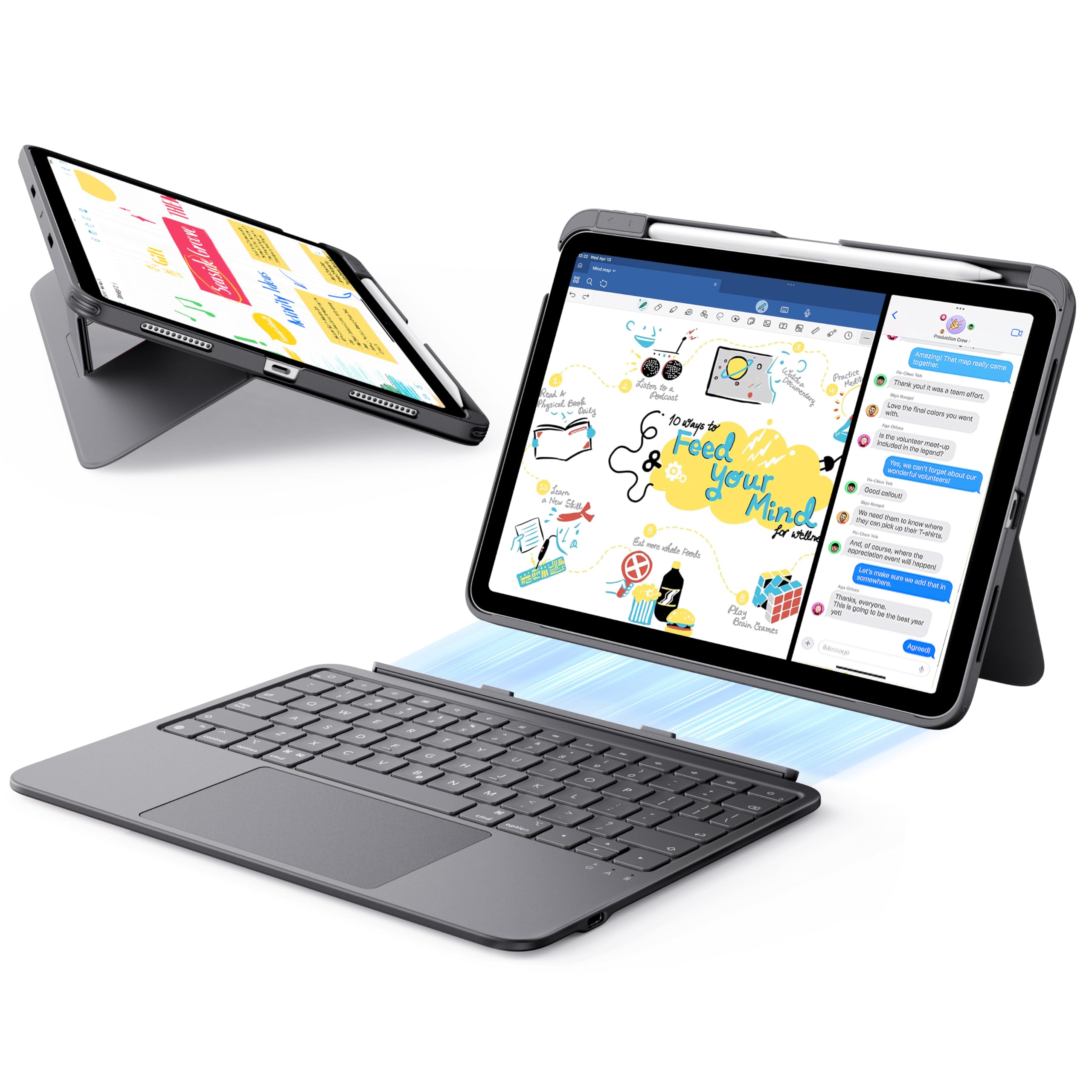 Photo 1 of ESR iPad Air 11" (M3/M2) & 5th/4th Gen Flex Keyboard Case, Ultra-Light Magnetic Detachable Keyboard with Writing/Viewing Modes, Larger Precision Trackpad, Dark Gray