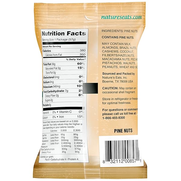 NATURE’S EATS PINE NUTS 2 OZ – 100% NATURAL WHOLE RAW PINE NUTS – UNSALTED HEALTHY SNACK – KETO VEGAN GLUTEN FREE PESTO INGREDIENT – FRESH NON-GMO KOSHER CERTIFIED COOKING & BAKING NUTS
