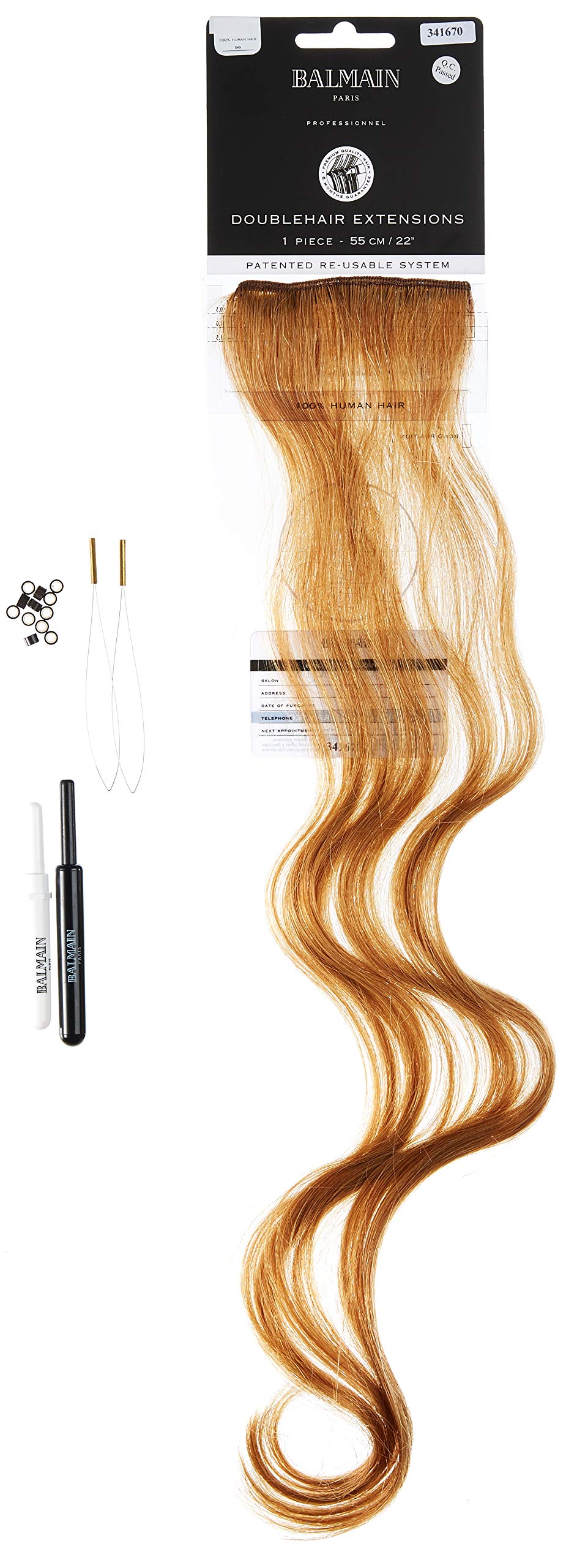 Balmain DoubleHair Extensions Human Hair, 55 cm Length, Number 9G Very Light Deep Gold Blonde, 0.055 kg