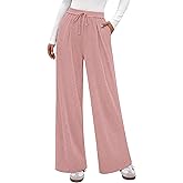 PRETTYGARDEN Women's Wide Leg Pants 2026 Fall Clothes Elastic High Waisted Knit Lounge Palazzo Pant Trousers with Pockets