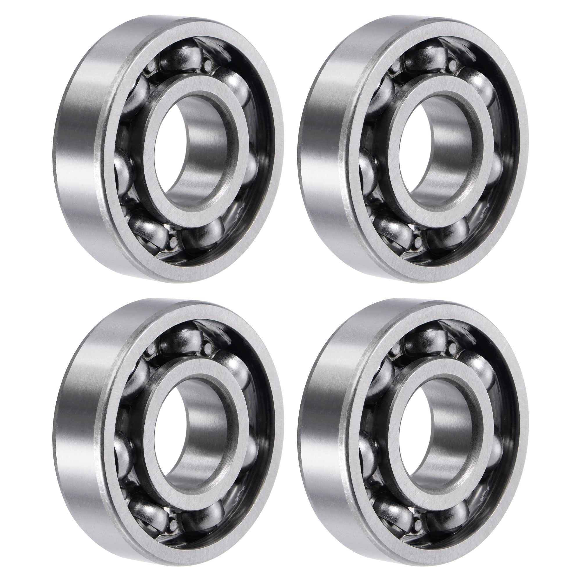 sourcing map 6305 Deep Groove Ball Bearings 25mm Bore 62mm OD 17mm Thick C3 Clearance Open Type Chrome Steel 4pcs