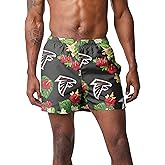FOCO NFL Mens NFL Team Logo Floral Hawaiian Swim Suit Trunks