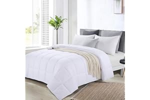 HOMBYS Oversized King Comforter 120x120, Lightweight Quilted Down Alternative Duvet Insert for All Season,White,8 Corner Tabs