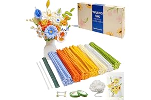 YYUENG TAK YYUENGTAK 350 Pcs (7 Colors) Pipe Cleaners Flower kit with tutoria,Fluffy Yarn,Green Floral Wires,Gardening Tape,Stamen(2 Colors)，Pipe Cleaners Craft,Chenille Stems for DIY Art Projects Creative Gift