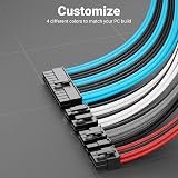 deleyCON 6pc PSU Cable Set 30cm ATX Motherboard PCI Express Cable Management view 3