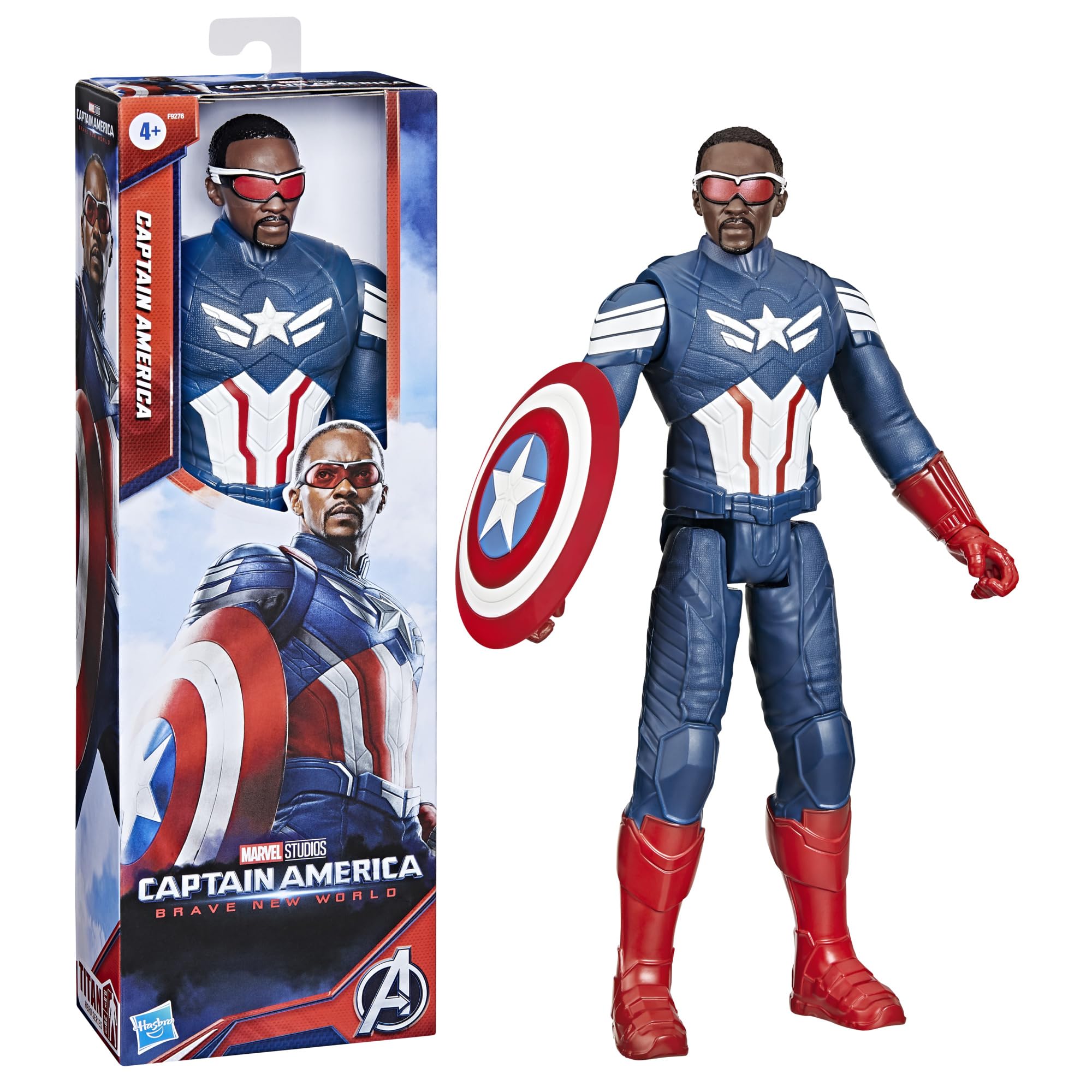 Marvel Studios Captain America Brave New World, Titan Hero Series, 12-Inch Captain America Action Figure, Super Hero Toys for Kids 4 and Up
