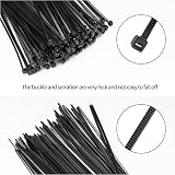 200 Pcs Black Cable Ties + 100 Self Adhesive Mount Bases - Wire Management Set view 2
