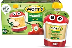 Mott's No Sugar Added Applesauce, 3.2 Oz Clear Pouches, 48 Count (4 Packs Of 12), Good Source Of Vitamin C, No Artificial Flavors