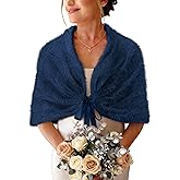 BB&KK Knitted Shawl Wraps for Women Dressy Shoulder Wraps Winter Wedding Stole Bridal Bolero Scarf Wrap Cover Up Navy L
