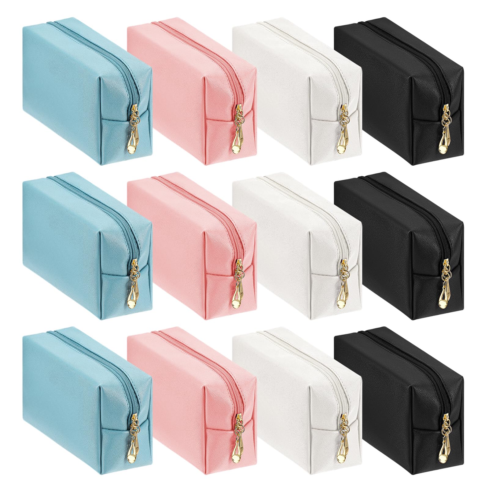 Photo 1 of 12 Pcs Bulk Makeup Bag PU Leather Cosmetic Bags Bulk Double Zippers Makeup Toiletry Pouches Travel Portable Organizers Case for Women Bachelorette Party End of The Year Bridesmaid Gift(Multicolor)