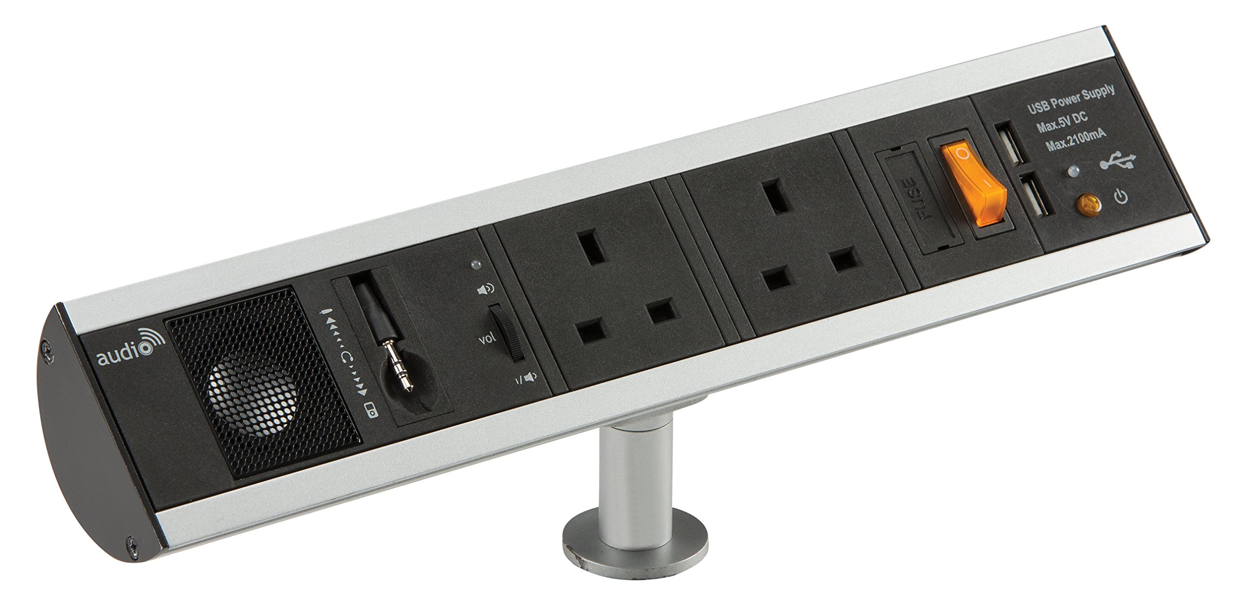 Knightsbridge SK004 2G Power Station with Built In Speaker And USB Charger Ports, Black