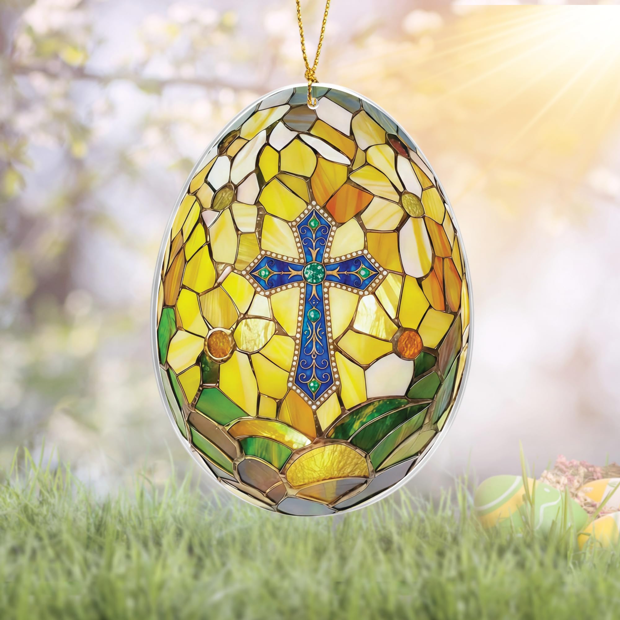 Easter Ornaments, Easter Basket Stuffers, Easter Egg Cross Ornament, Religious Decoration, Christian Home Decor, Faith Inspired Easter Gifts, Meaningful Inspirational Keepsake for Friend, Family