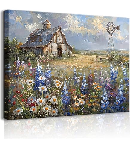 Amazon.com: Texas Sunset Rustic Countryside Landscape Painting