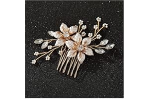 SWEETV Gold Bridal Hair Comb-Handmade Wedding Hair Clip Wedding Hair Accessories for Women