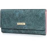 Pomelo Best Wallet Women RFID Blocking Trifold Credit Card Holder Slim Womens Wallet with Zipper Coin Pocket ID Window Green