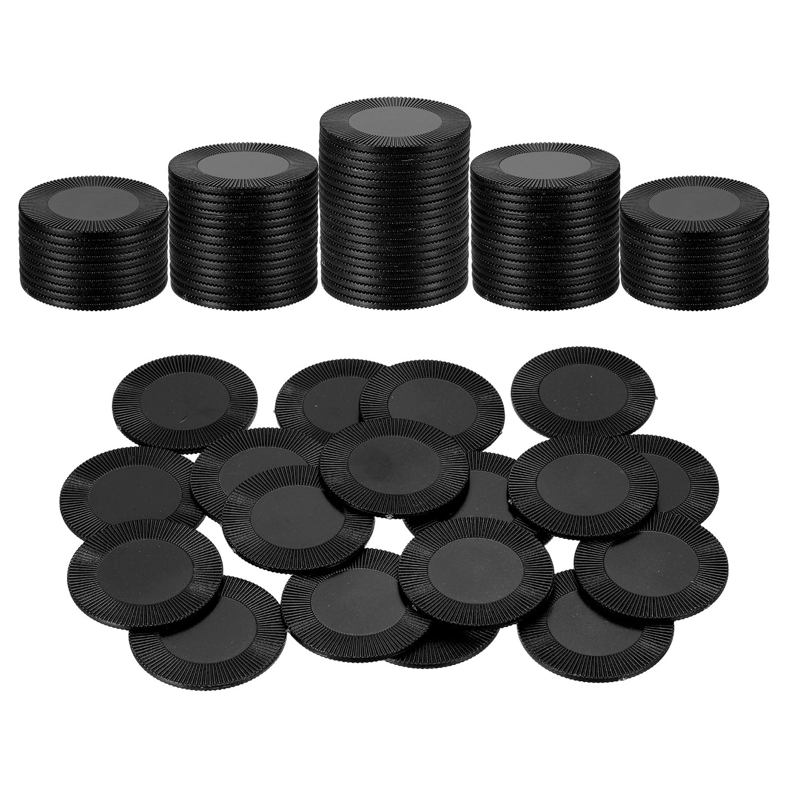 sourcing map 100Pcs Plastic Poker Chips, 1.5 Inch Mini Bingo Chips Learning Counters Counting Counters Disks Markers Opaque Game Tokens for Game Play Math Counting, Black, Pattern — image 1