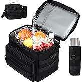 JUMAHE Tactical Lunch Box for Men, Insulated Lunchbox Waterproof Leakproof Cooler Lunch Bag for Work Outdoor Picnic, 24 Cans/15 L, Black