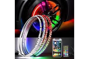 AddSafety Wheel Ring Lights RGBW Pure White Chasing Color 15.5inch Single Row Wheel Rim Lights Car Tire Lights w/Turn Signal and Braking Function fit for Car Pickup Vehicle Offroad ect