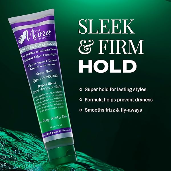 THE MANE CHOICE HAIR TYPE 4 LEAF CLOVER EDGE CONTROL FREEZING GEL (4 OZ), 4C HAIR PRODUCTS FOR LOCS, CURLY HAIR, COILY HAIR & WAVY HAIR