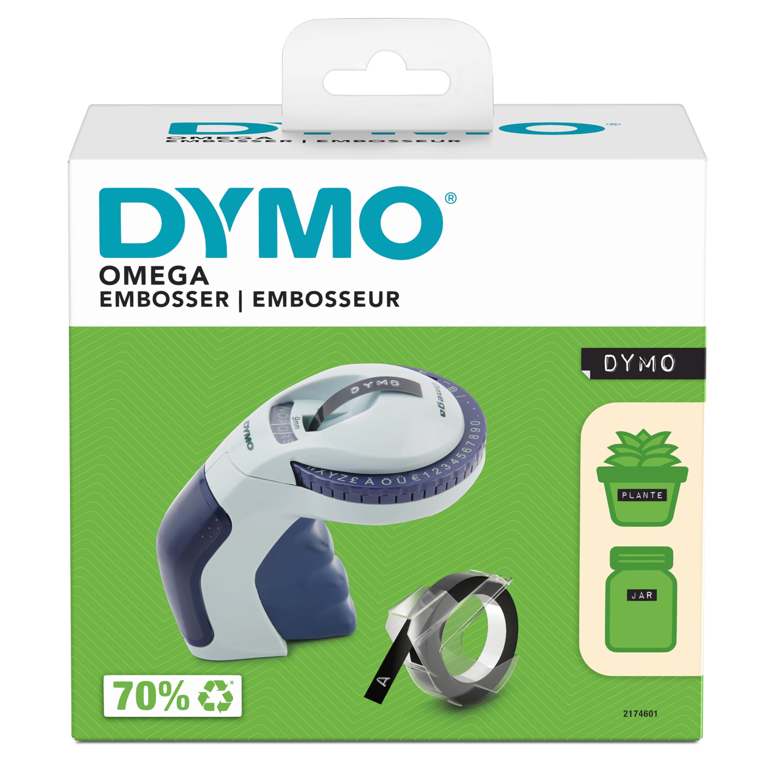 DYMO Omega Prägegerät | kleines Beschriftungsgerät mit Dreh-klick-System und ergonomischem Design | für zu Hause und für Bastel- und Hobbyprojekte (£/€ÄÖ und Ü)