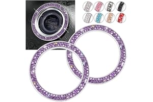 ToBeQueen Purple Car Bling Ring, Diamond Rhinestone Push Start Emblem Sticker, Interior Crystal Car Decor,Bling Car Accessories(Purple)