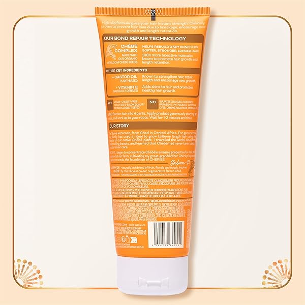 CHÉRIBÉ SOFTENING HAIR CONDITIONER – CHEBE COMPLEX + CASTOR OIL – STRENGTHENING CONDITIONER PROMOTES GROWTH, BOND REPAIR, & LENGTH RETENTION FOR ALL TEXTURES 2A-4C & POROSITIES, SULFATE FREE, 8 FL OZ