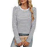 ANRABESS Womens Puff Long Sleeve Shirts Crewneck Fall Tops Basic Dressy Casual Blouses 2025 Trendy Outfits