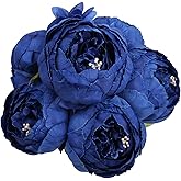 Flojery Silk Peony Bouquet Vintage Artificial Peonies Flower for Home Wedding Party Decor (1pcs, Royal Blue)