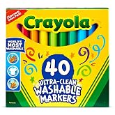 Crayola Ultra Clean Washable Markers (40ct), Teacher School Supplies for Kids, Broad Line Colored Markers, Art Marker Set, Ages 3+