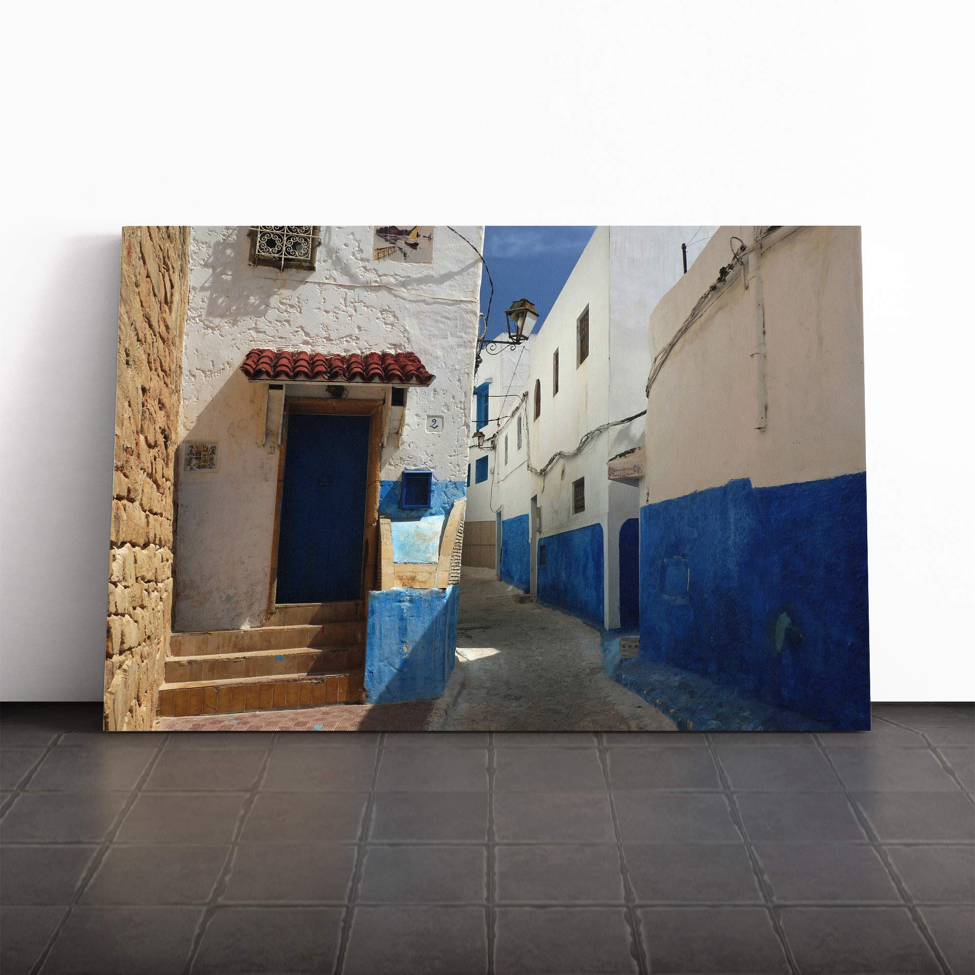 Architecture Morocco Street (6) Canvas Print | Gallery Wrapped 30mm Frame Wall Art | 20x14 inches | Ready to Hang | Modern Cityscape Picture | Living Room Bedroom Lounge Office