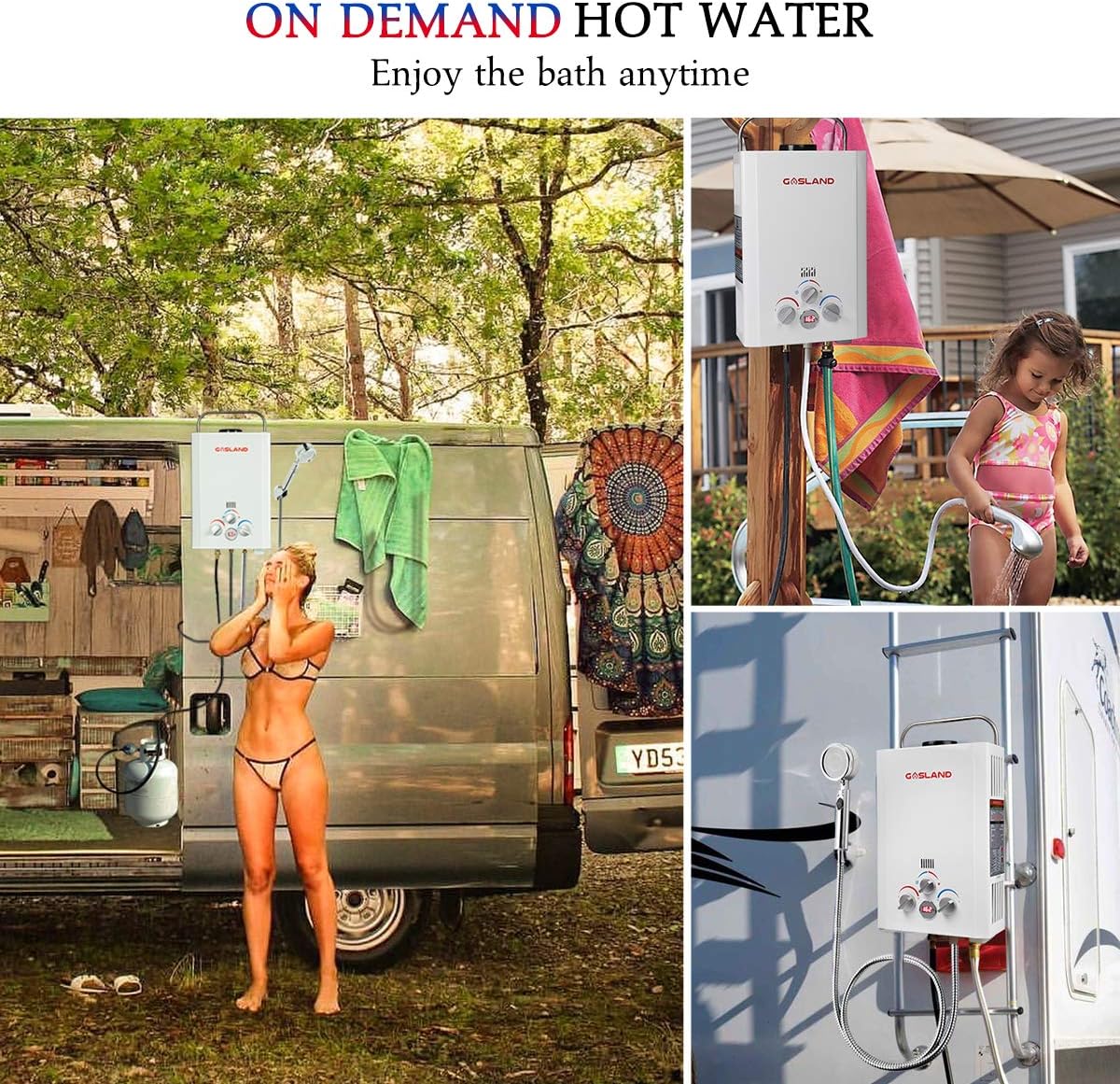Tankless Water Heater, GASLAND Outdoors BE158 1.58GPM 6L Outdoor Portable Gas Water Heater, Propane Water Heater, Overheating Protection, Easy to Install, Use for RV Cabin Barn Camping Boat, White - - 