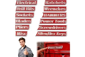 12 Pack of Magnetic Toolbox Labels, 3D Printed Tool Box Organizer, Reusable Garage Accessories for Steel Toolboxes, Tool Ches