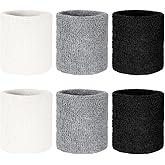 6 PCS Wrist Bands Sports for Women & Men, Breathable Absorbent Wristbands for Tennis, Athletic Sweatband Soft for Working Out Basketball Running Gym