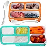kinsho MINI Lunch-Box Snack Containers for Kids | SMALL Bento-Box Portion Container | Leak-proof Boxes for School Work Travel | Best for Adults Boys or Girls | Blue + Orange Set of 2