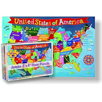 Round World Products Rwpkp04 24 X 36 In. United States Floor Puzzle For Kids