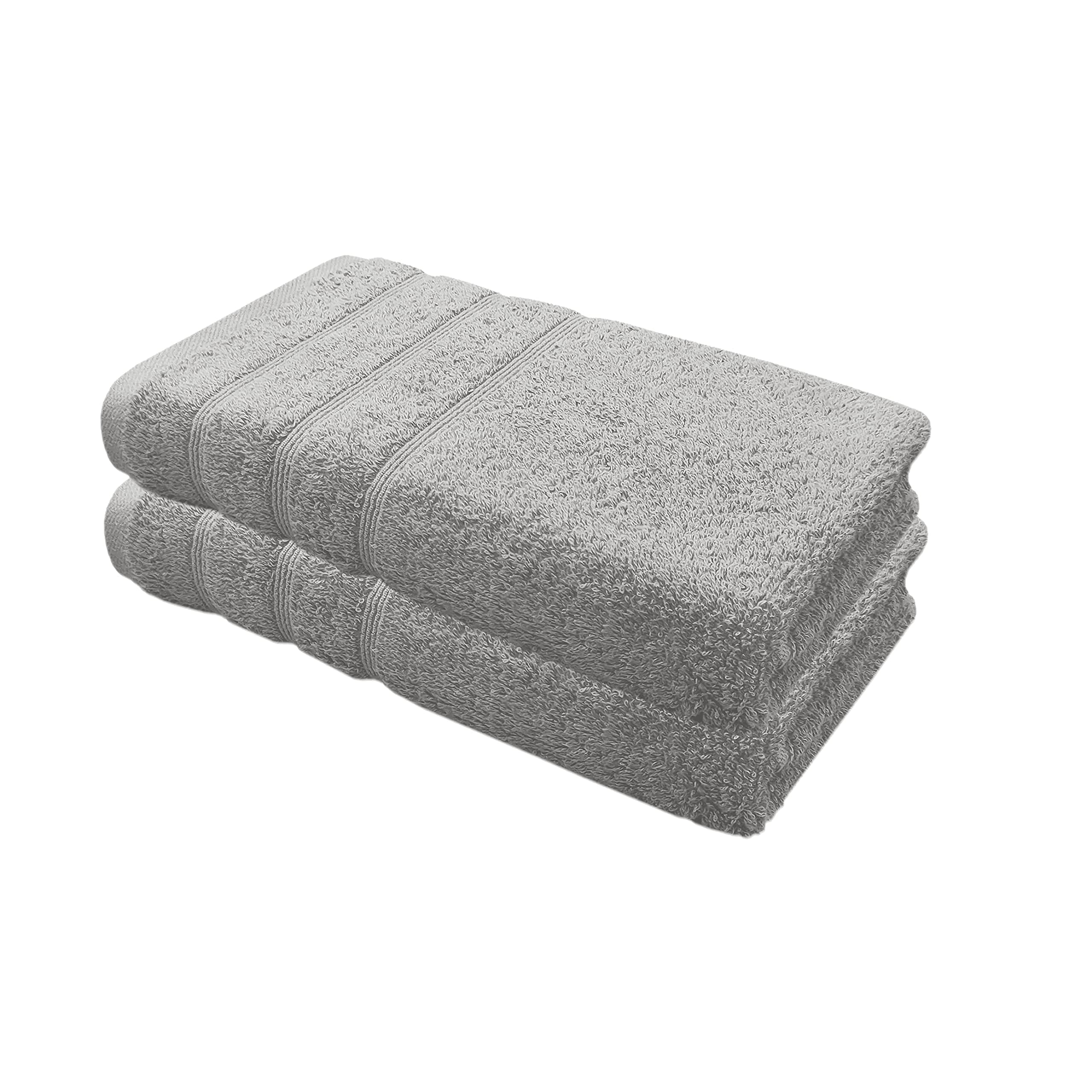 A & B TRADERS Premium Cotton Hand Towels 100% Soft Ring Spun Cotton 50 x 85 cm Hotel Quality Thick Absorbent (Silver, 2)